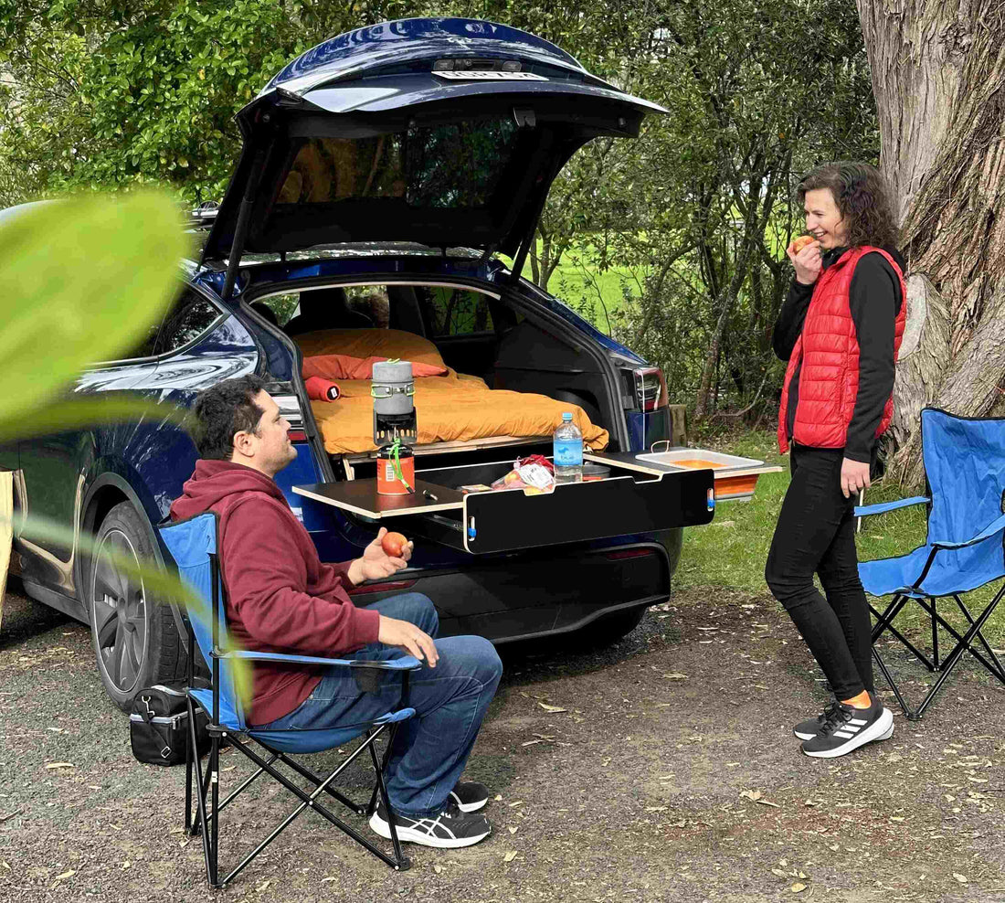Upgrade your Tesla Model Y camping setup with our new Mini Kitchen option. Cook, store, and dine on the go with this compact, versatile solution for adventurous travelers.