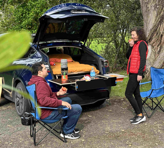 Upgrade your Tesla Model Y camping setup with our new Mini Kitchen option. Cook, store, and dine on the go with this compact, versatile solution for adventurous travelers.