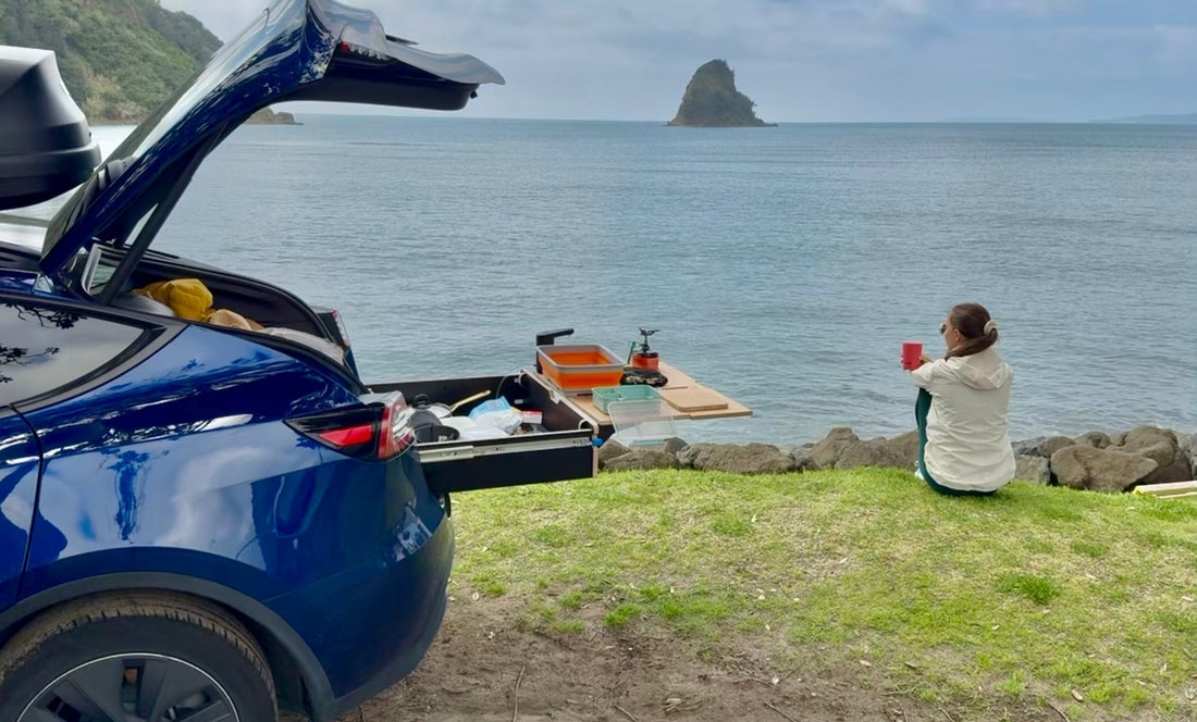 It naturally includes Tesla, Teraglide camping platform, car camping, and ocean view — perfect for both search visibility and accessibility