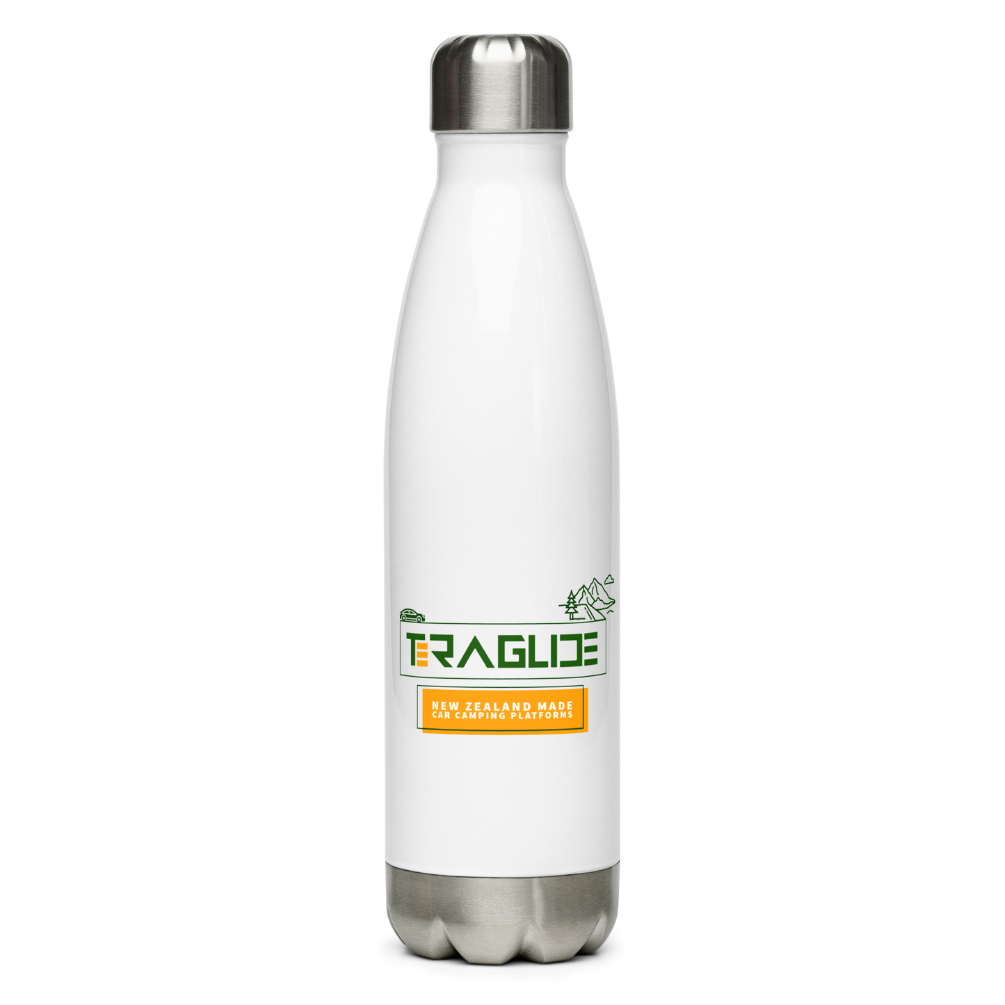 17 oz double-walled stainless steel water bottle. Keeps drinks hot or cold for 6 hours. Leak-proof and odour-free for daily adventures.