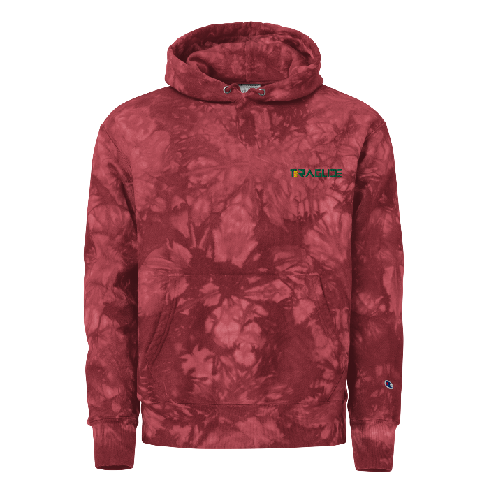 Teraglide Champion tie-dye hoodie, unisex. Each hoodie has a unique pattern, anti-shrink design, and embroidered logo