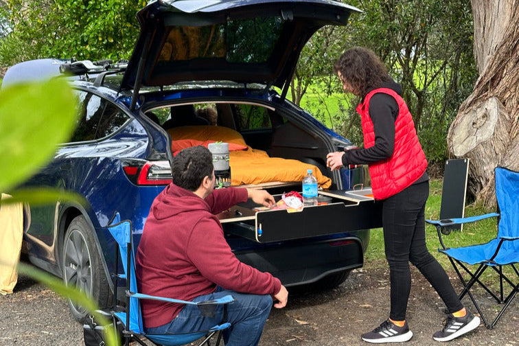 Quick setup, secure storage, and a flat, comfortable sleeping surface. Designed for SUVs, minivans, and Teslas—built for adventure.