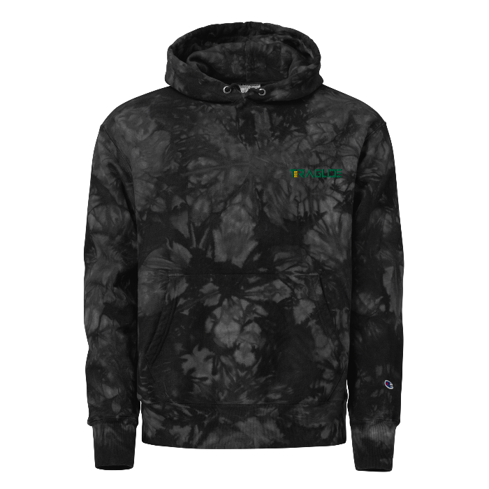 Unique Teraglide unisex Champion tie-dye hoodie. Soft cotton blend, anti-shrink, and each piece has a one-of-a-kind pattern.