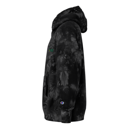 Trendy Champion tie-dye hoodie by Teraglide. Unique dye pattern, soft fleece, and durable with anti-shrink cross-grain cut.