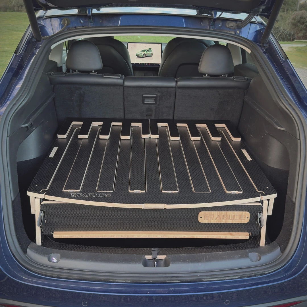 Teraglide PRO car camping platform in a Tesla Model Y, for solo travellers and couples