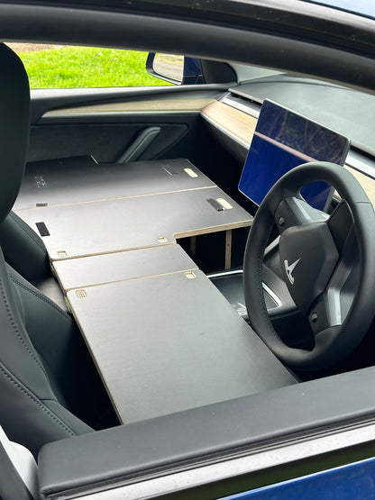 Teraglide CAB front seat platform — folds into frunk, quiet travel solution for family camping