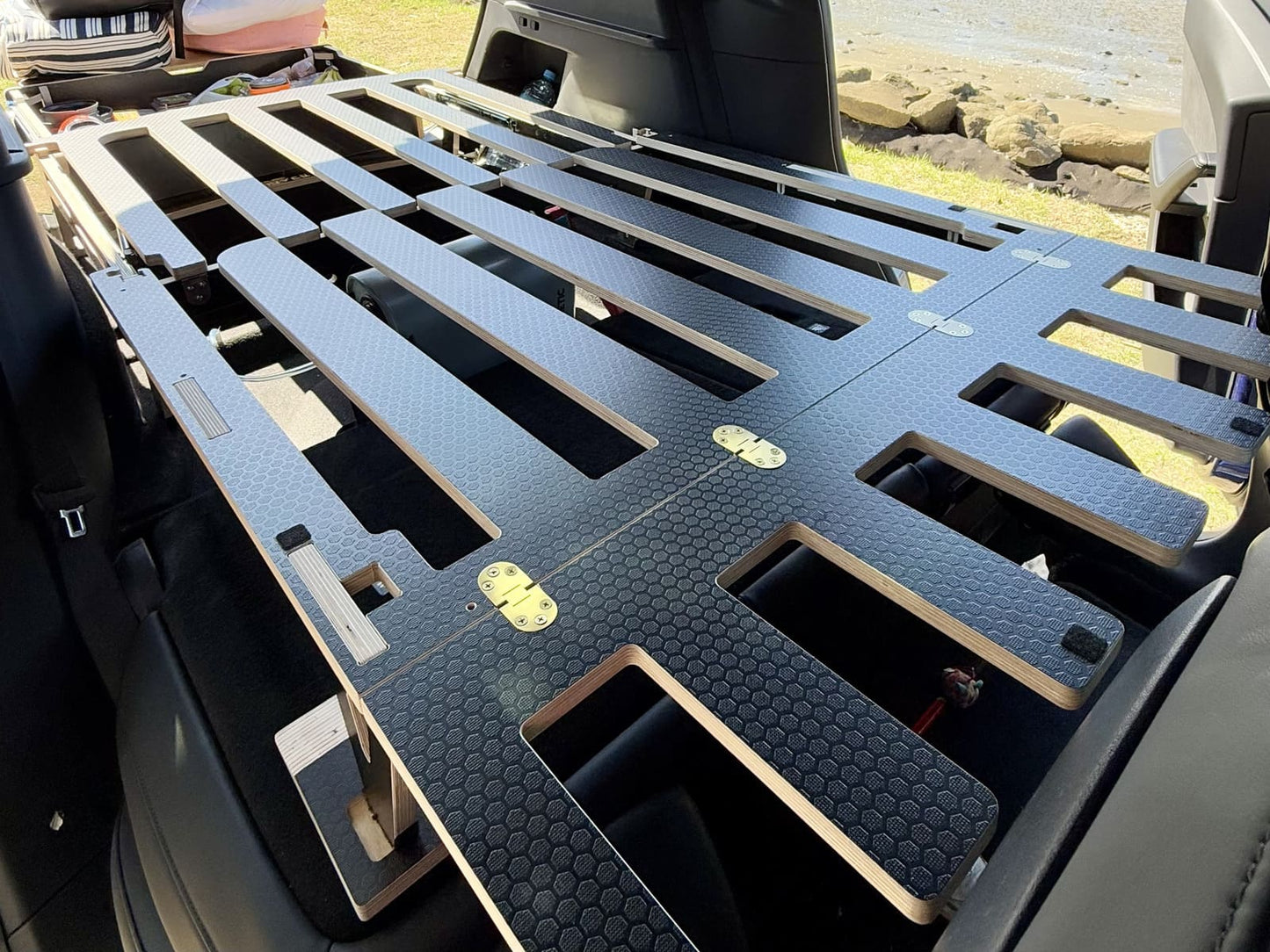 Top view of Teraglide PRO Tesla Y camping platform bed