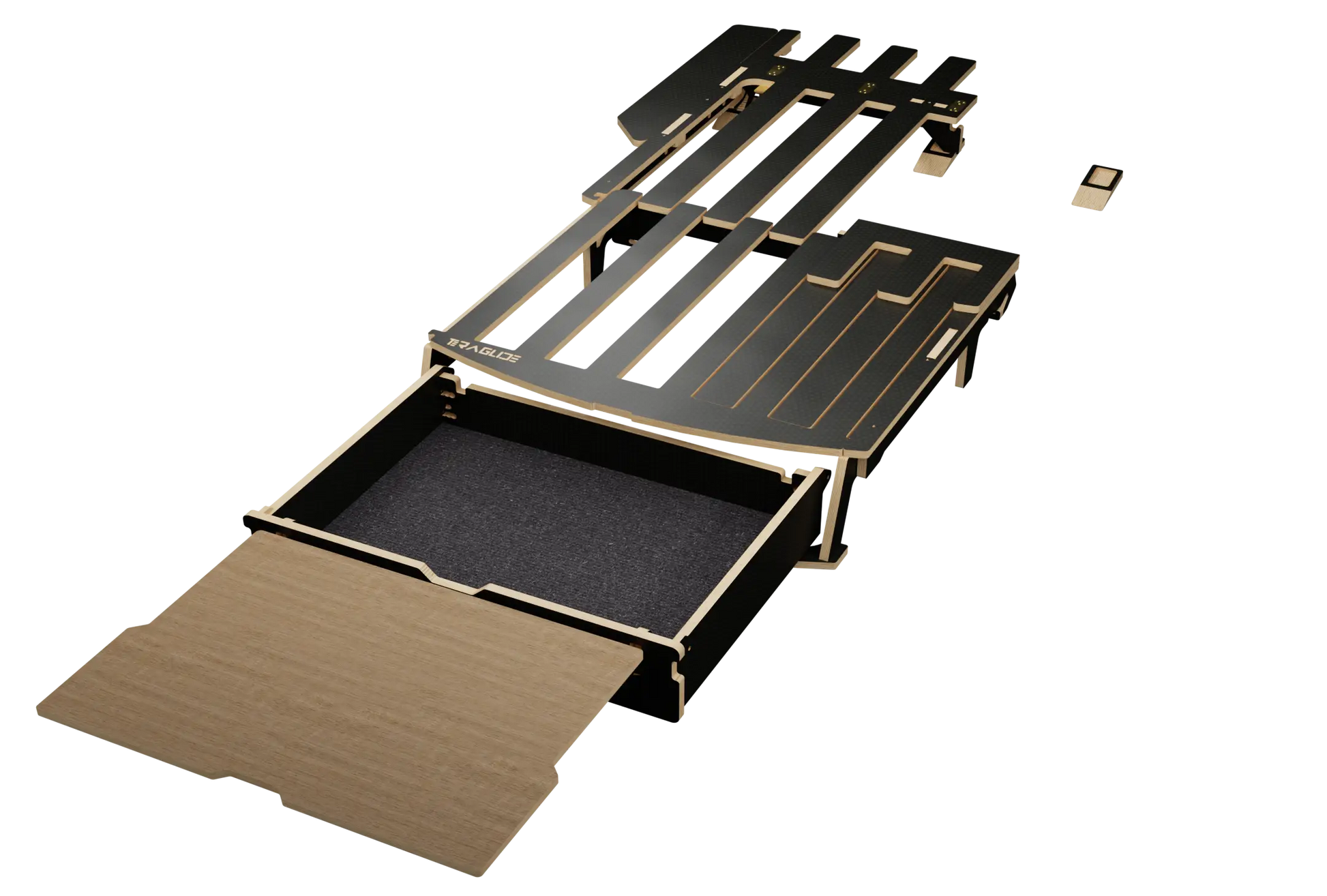Teraglide PRO 60/40 car-camping platform setup in a Tesla Model Y