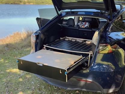 Complete Tesla Model Y car camping setup with Teraglide PRO platform